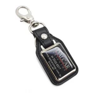 Chaveiro mosquetão couro retangular