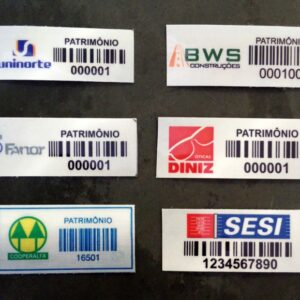 Plaqueta de patrimônio em PVC autocolante